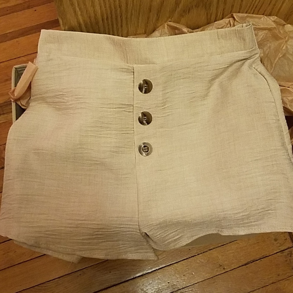 Beige Silky Shorts